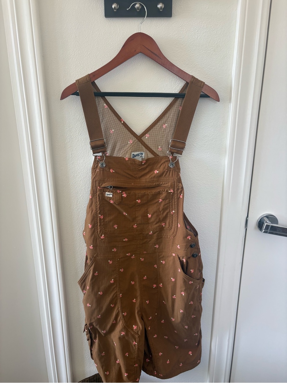 RARE Mushroom Print Duluth Heirloom Gardening Shortalls